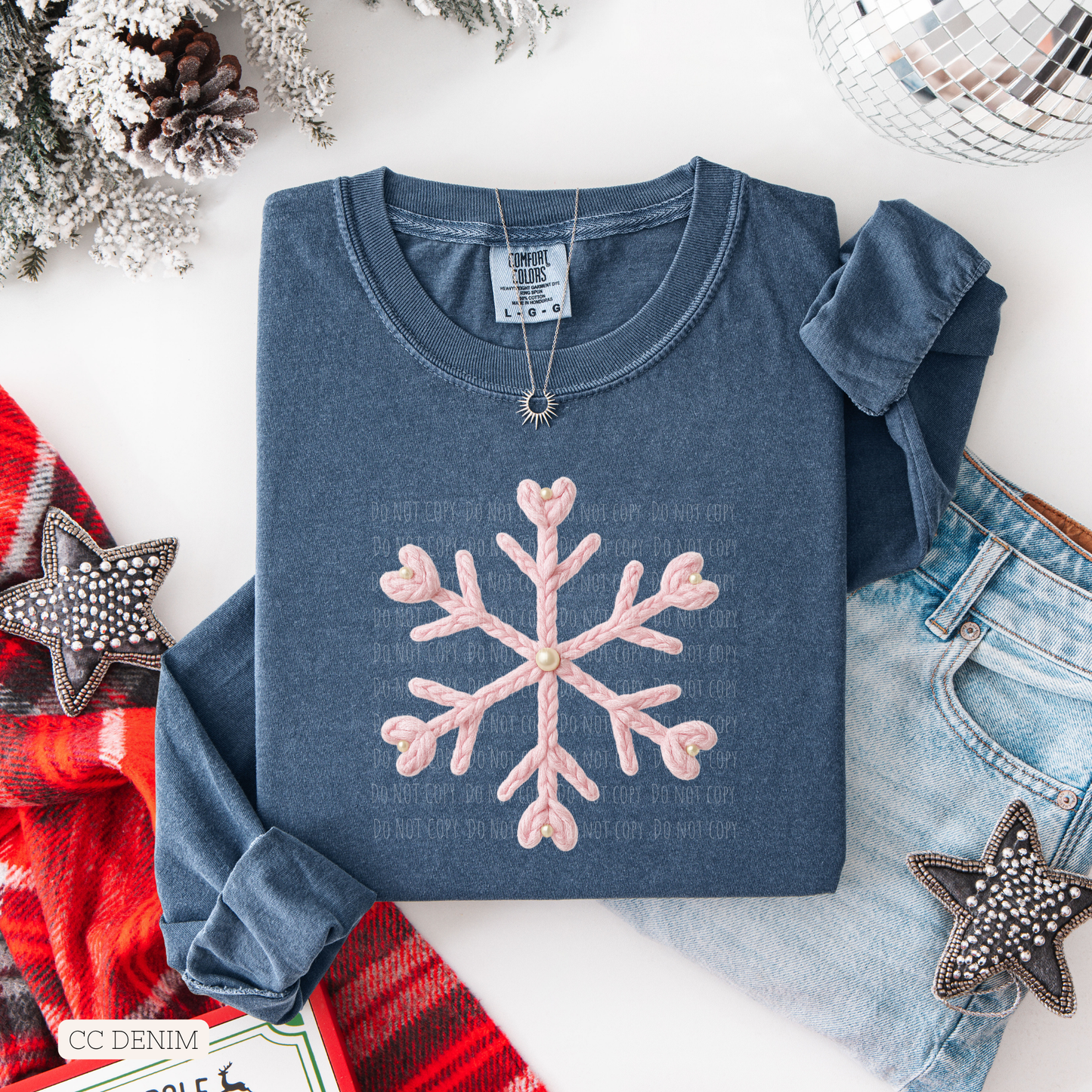 Faux Yarn Pink Snowflake