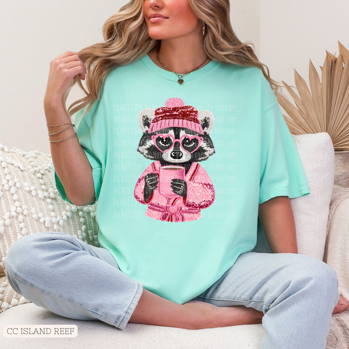 Faux Embroidery/Sequin Raccoon