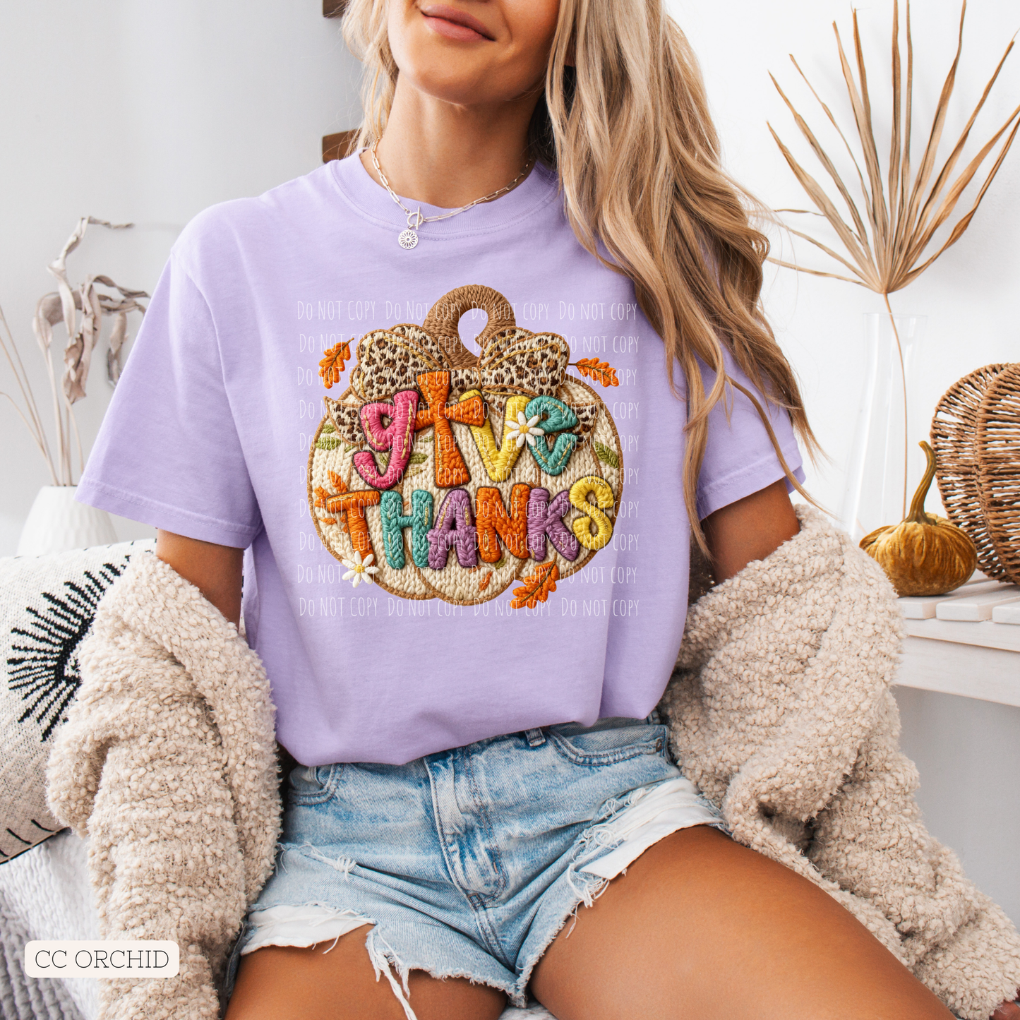 Faux Yarn Give Thanks Pumpkin