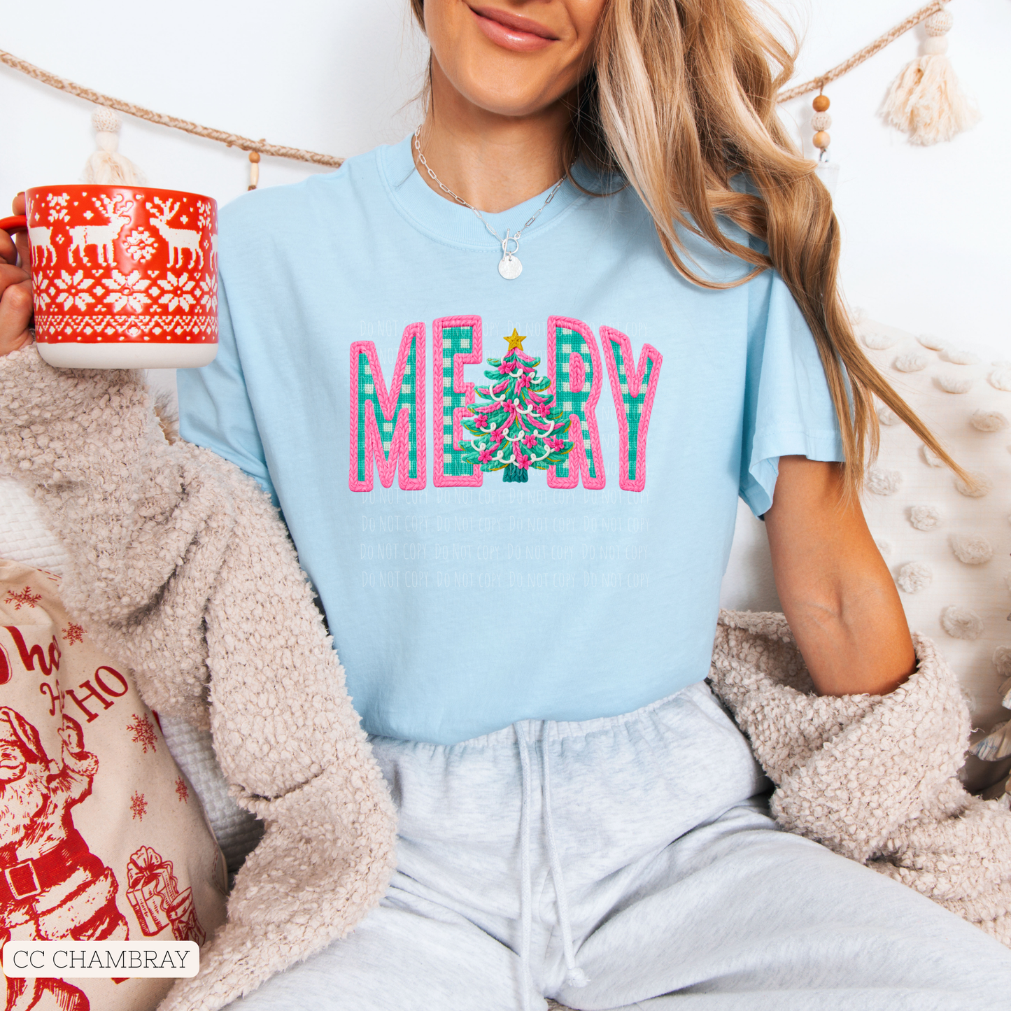 Faux Yarn Preppy Checkered Merry