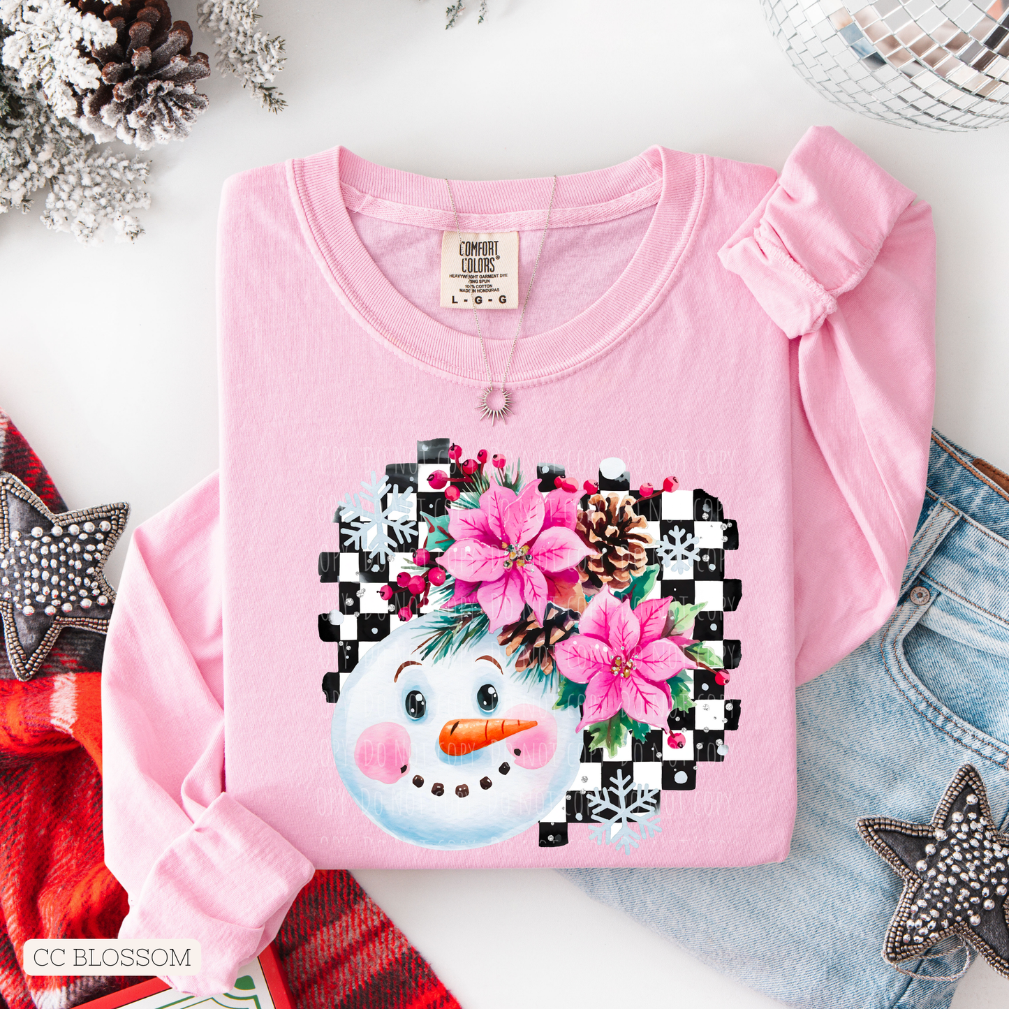 Floral Checkered Snowman