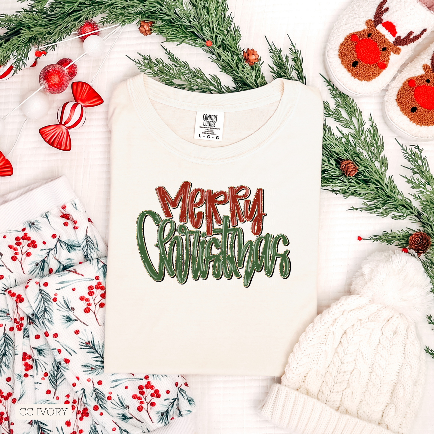 Faux Gold Merry Christmas Script