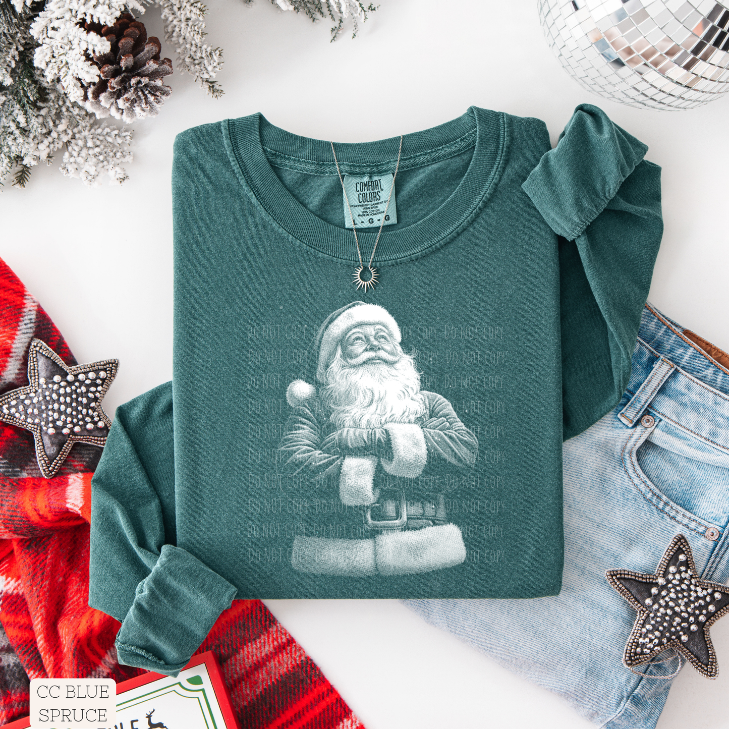 Halftone Arms Folded Santa