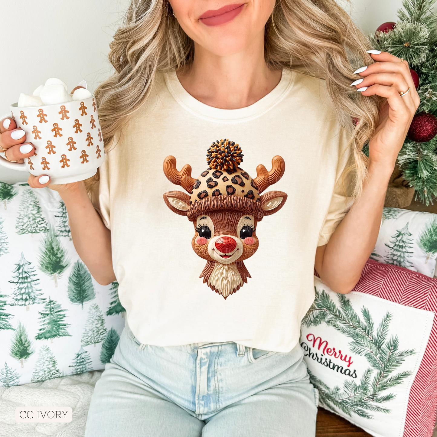 Textured Leopard Hat Reindeer