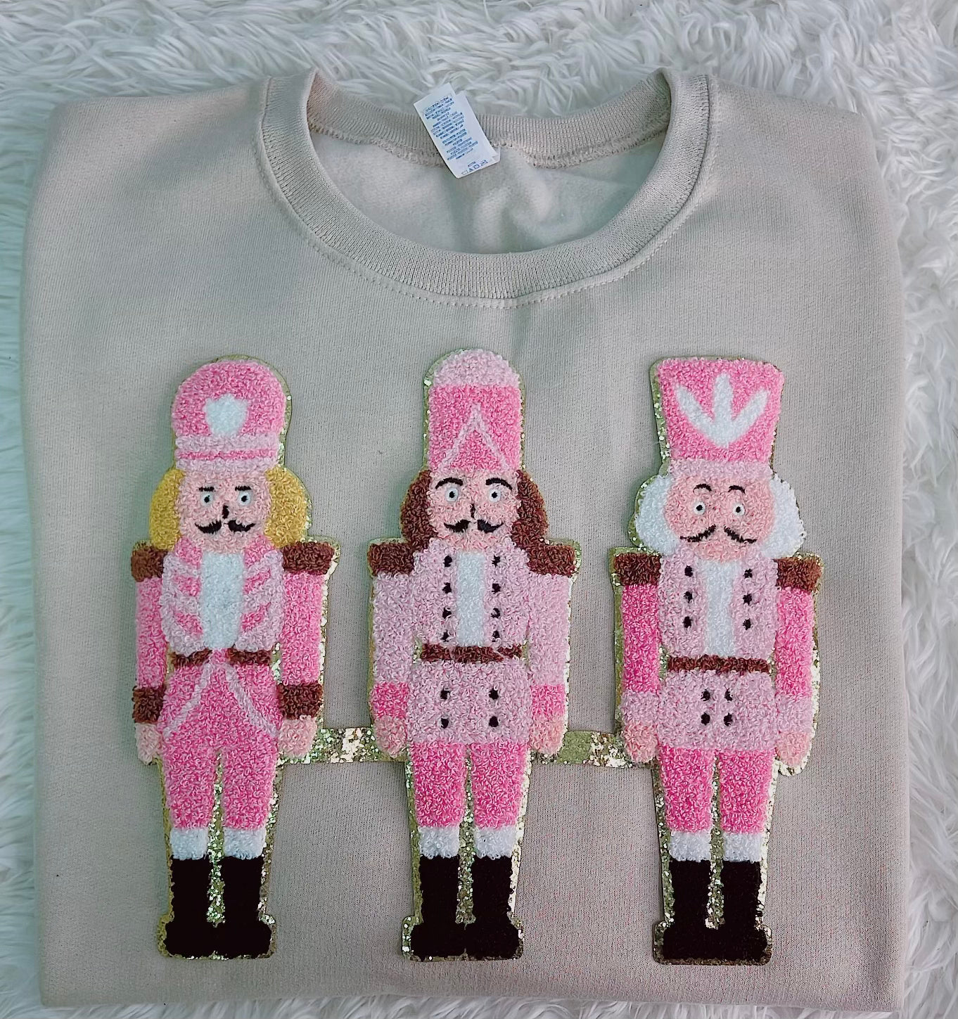 Nutcracker SEQUIN MARDI GRAS PATCHES AND EMBROIDERY PULLOVER