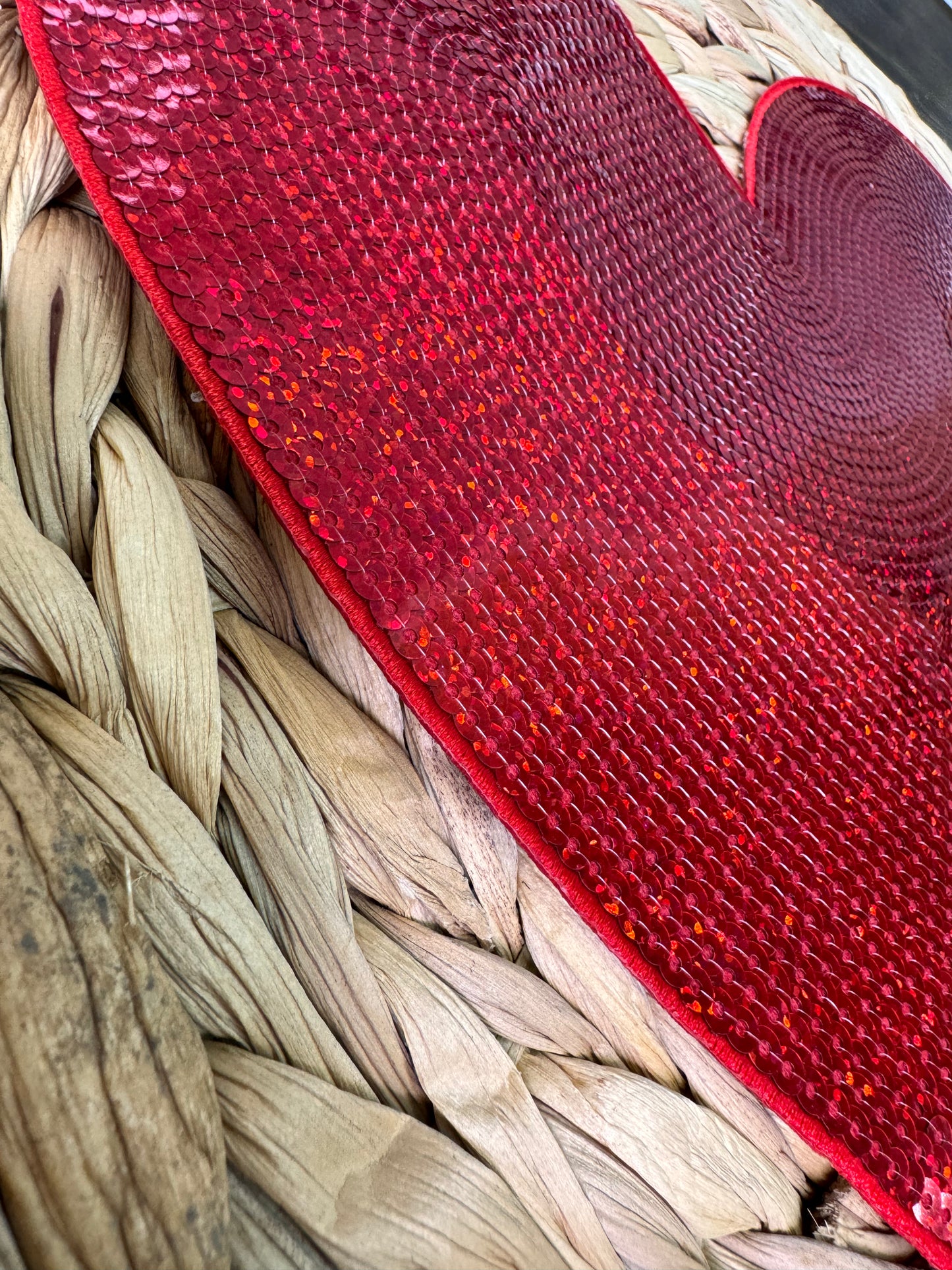 Red Sequin Heart Patch