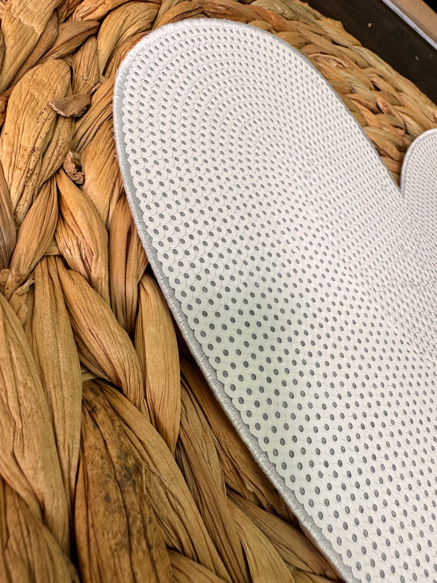 White Sequin Heart Patch