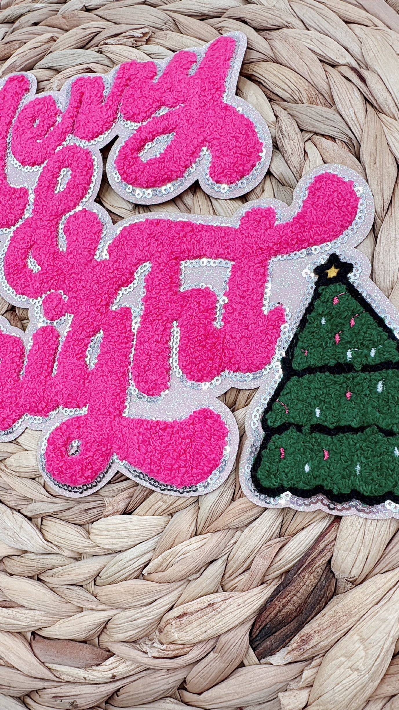 Merry and Bright Christmas Tree Chenille Patch