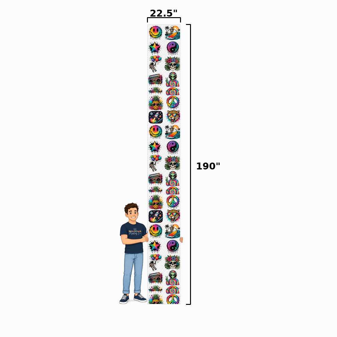 22.5" wide x 190" long Custom DTF Gang Sheet (Upload)