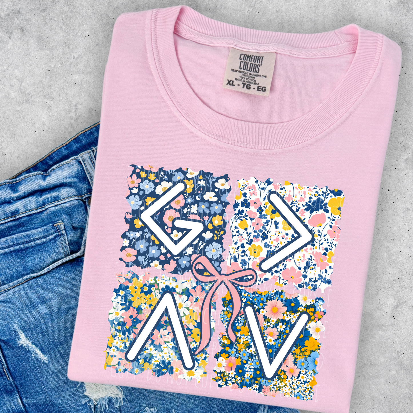 God Is Greater Floral Squares