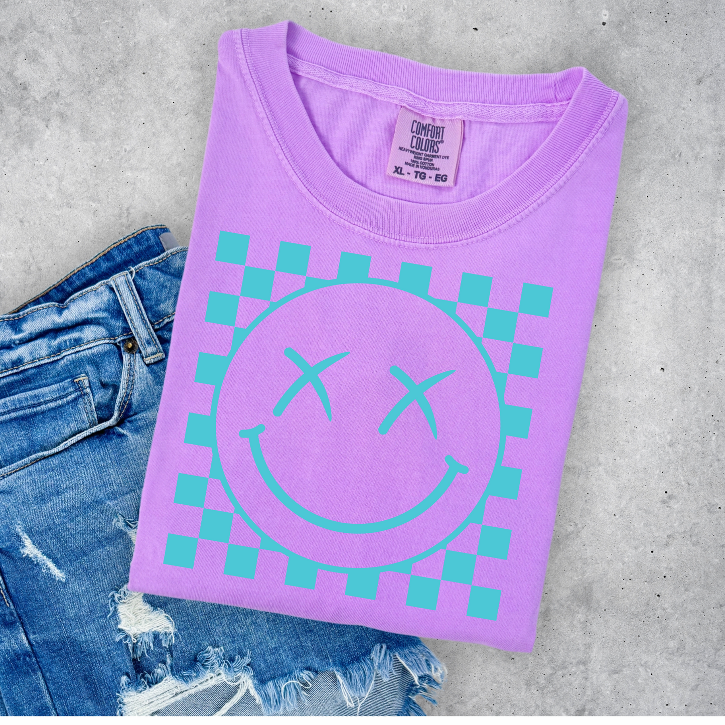 Blue X Eye Checkered Smile