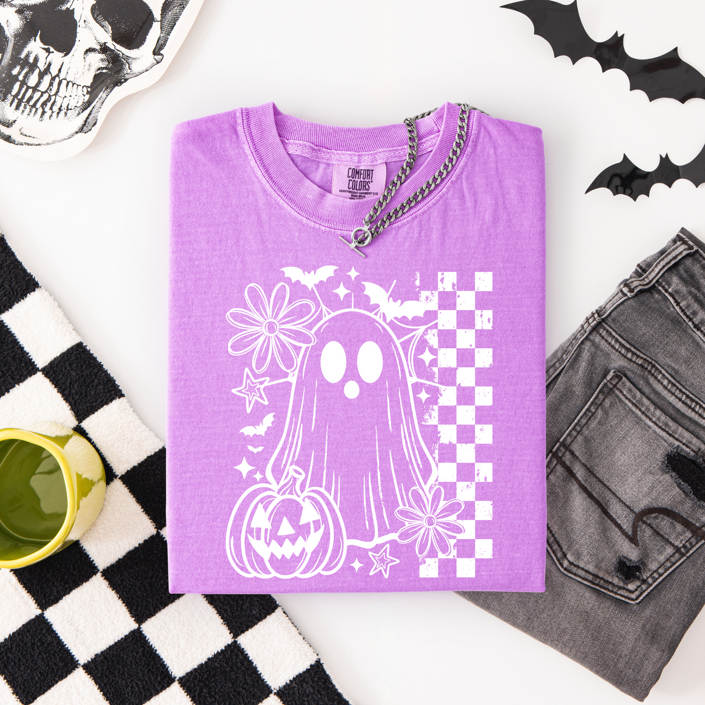 Ghost Pumpkin Checkered (white)