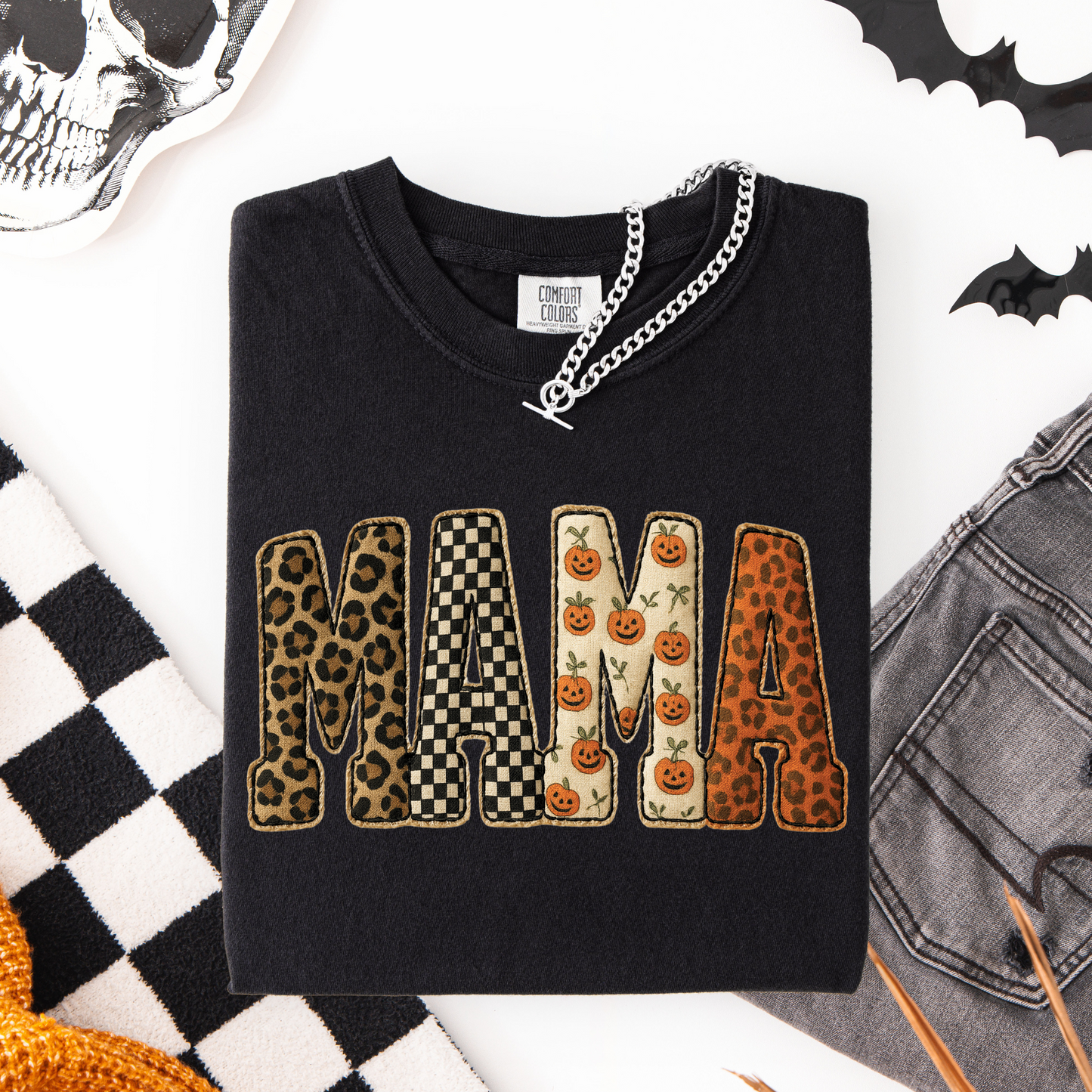 Mama Faux Embroidery Halloween