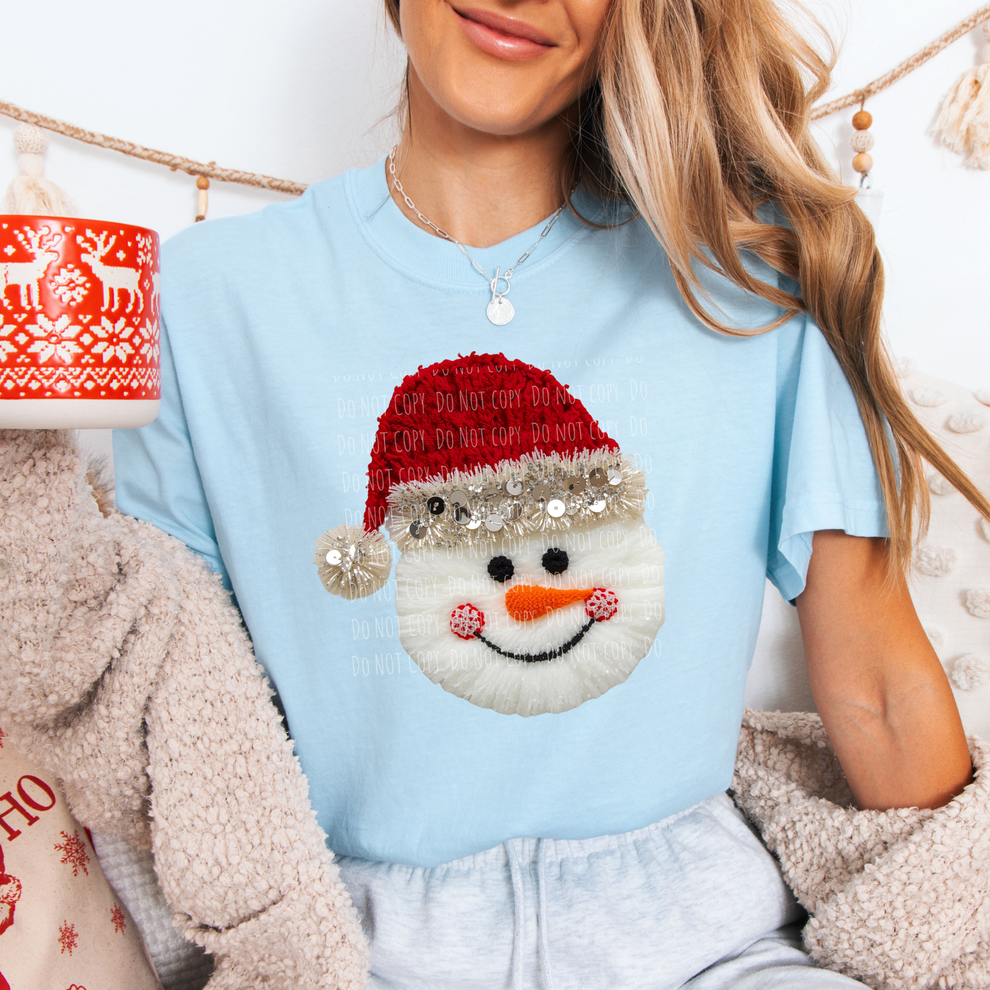 Faux Yarn/Sequin Snowman Face