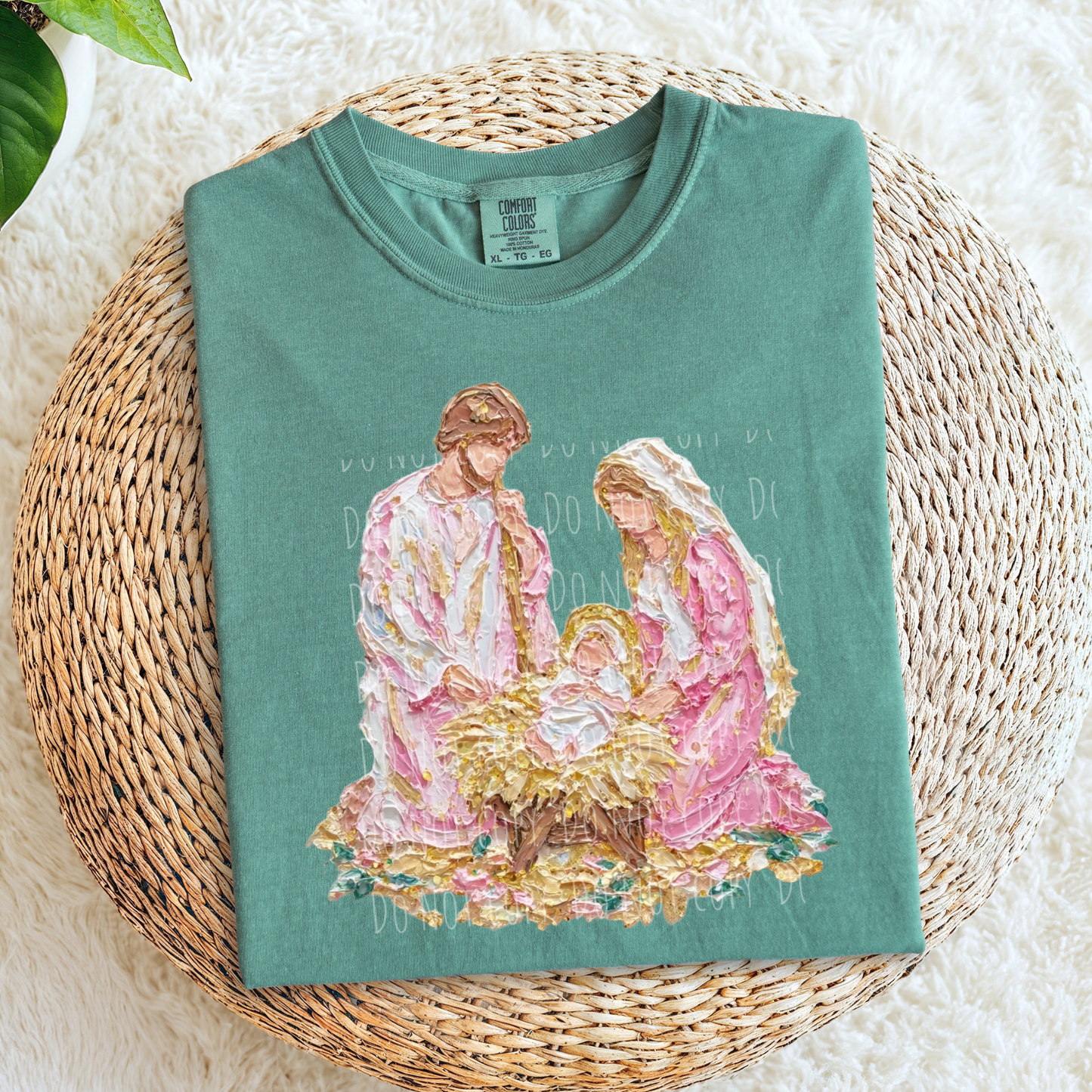 Painted Pink Nativity Scene