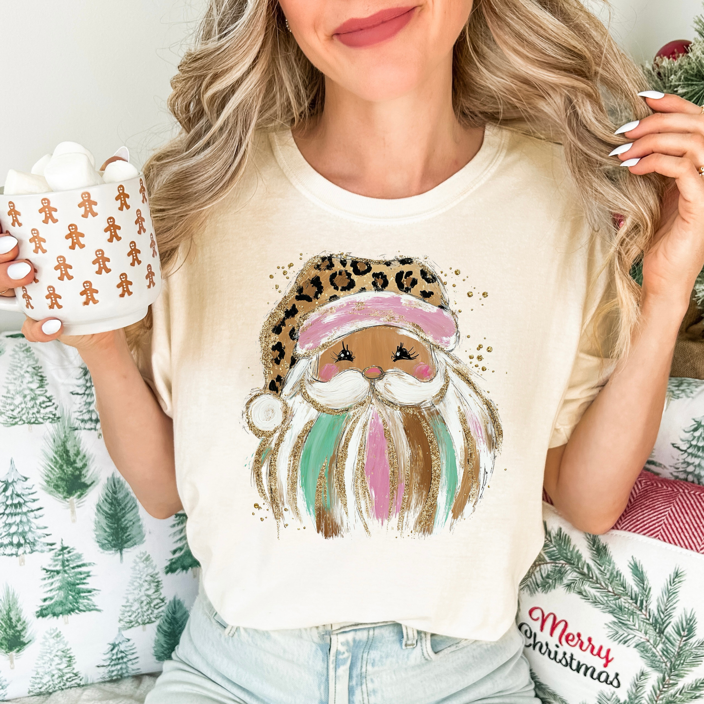 Leopard Bow Brushstroke Santa