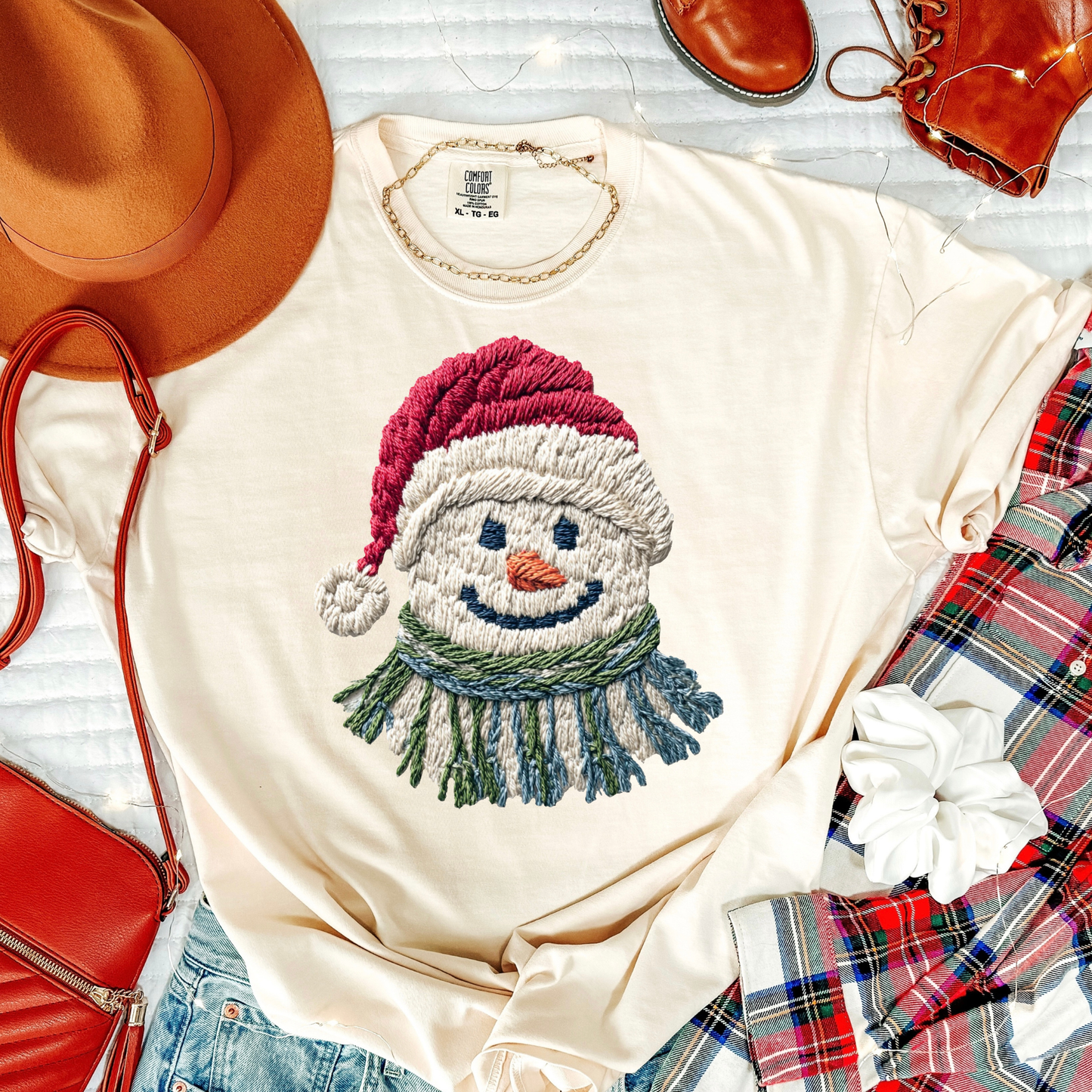 Faux Yarn Snowman With Scarf