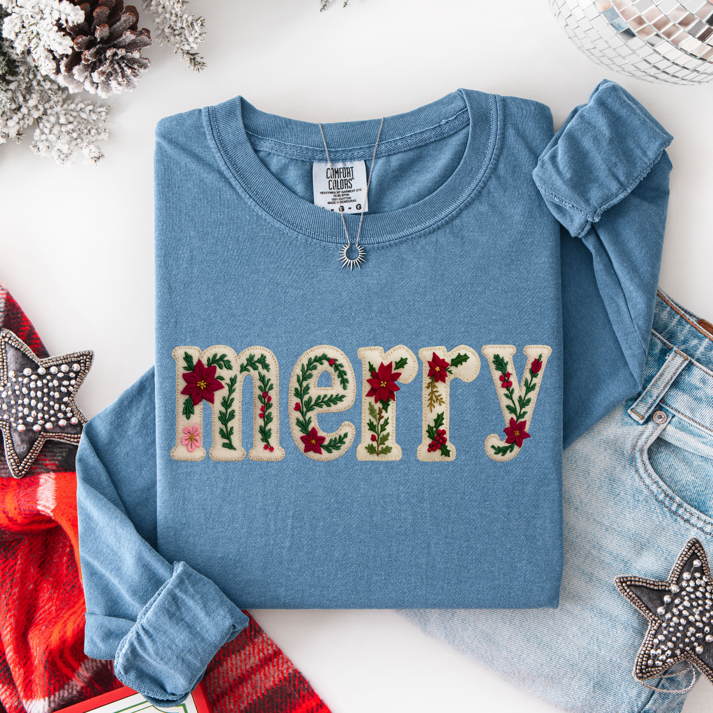 Faux Embroidery Merry