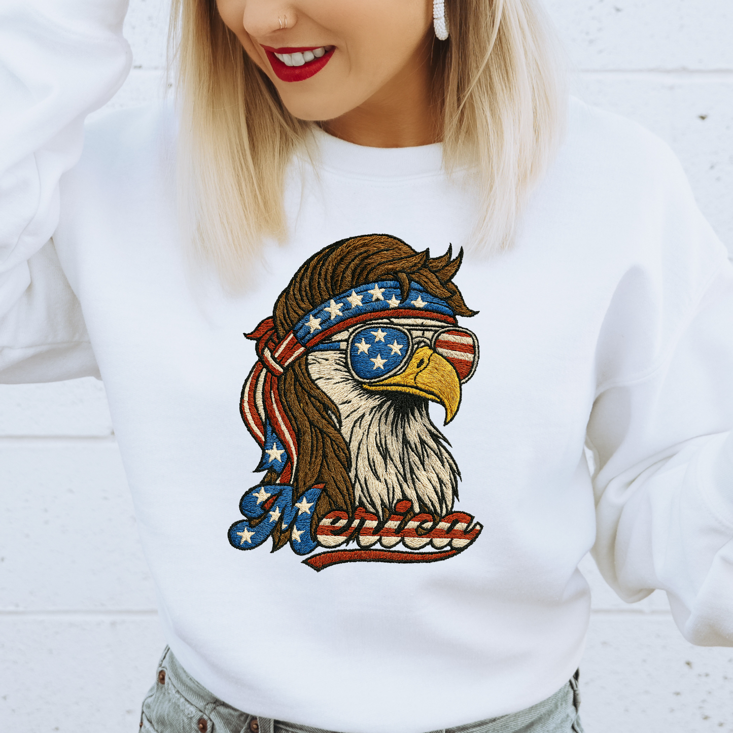 Faux Embroidery Merica Eagle