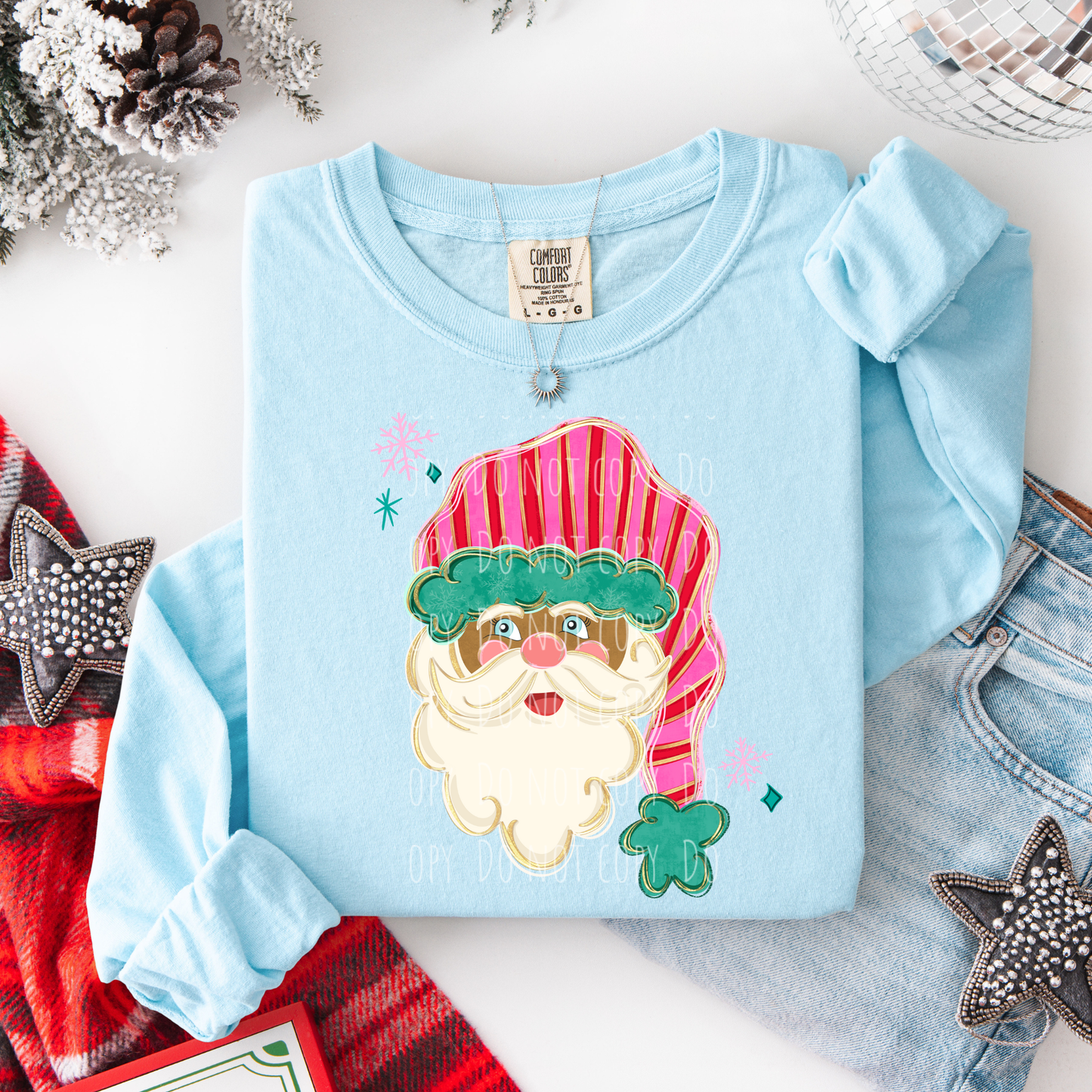 Cutesy Striped Hat Santa (dark skin)