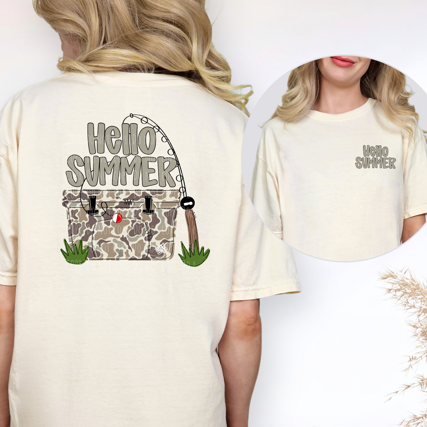 Hello Summer Camo Cooler Front and Back