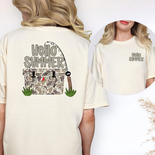 Hello Summer Camo Cooler Front and Back
