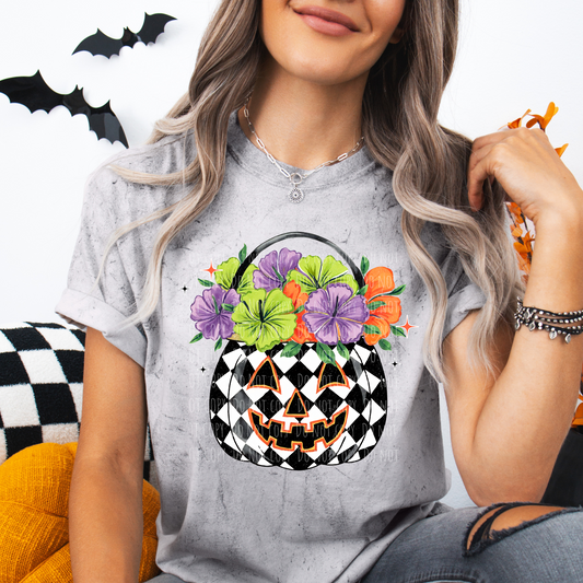 Floral Checkered Treat Bucket