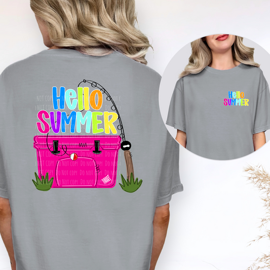 Hello Summer Pink Cooler Front and Back