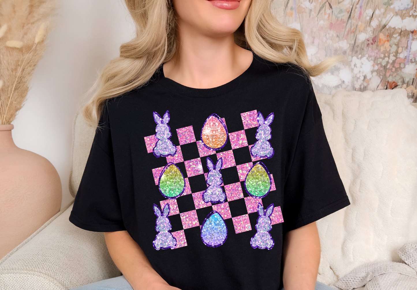 Faux Glitter Checkered