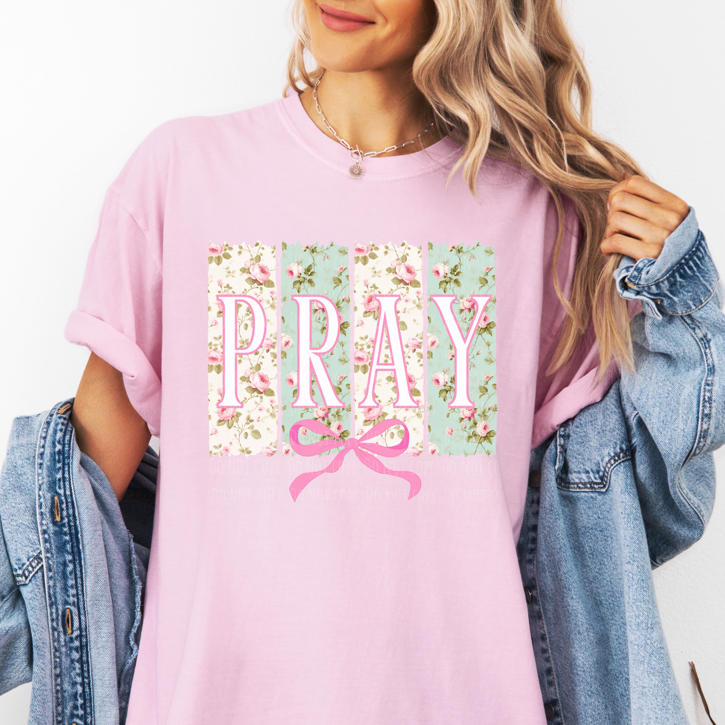 Pray Floral Bow