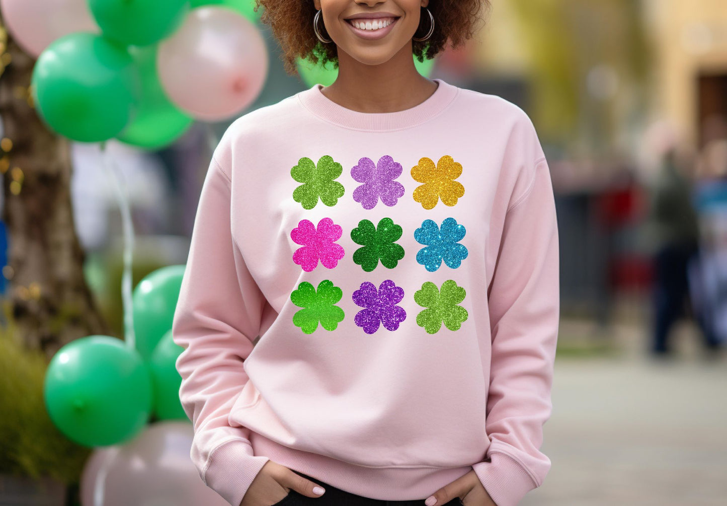 Faux Glitter Shamrocks