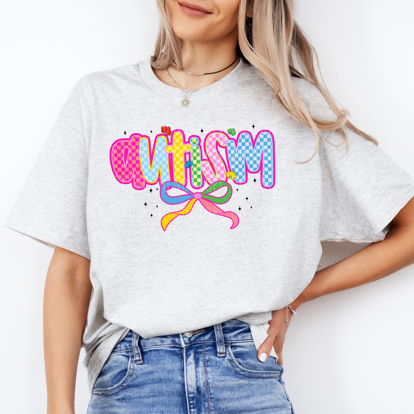 Autism Checkered Bow