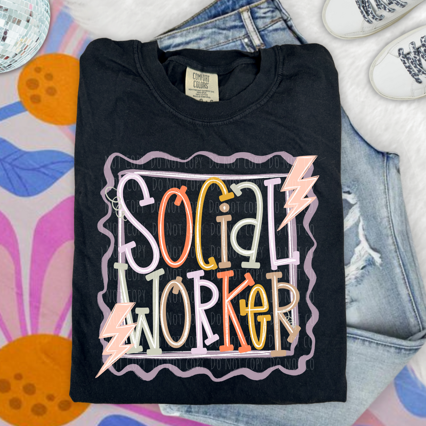 Social Worker Lightning Squiggly Frame