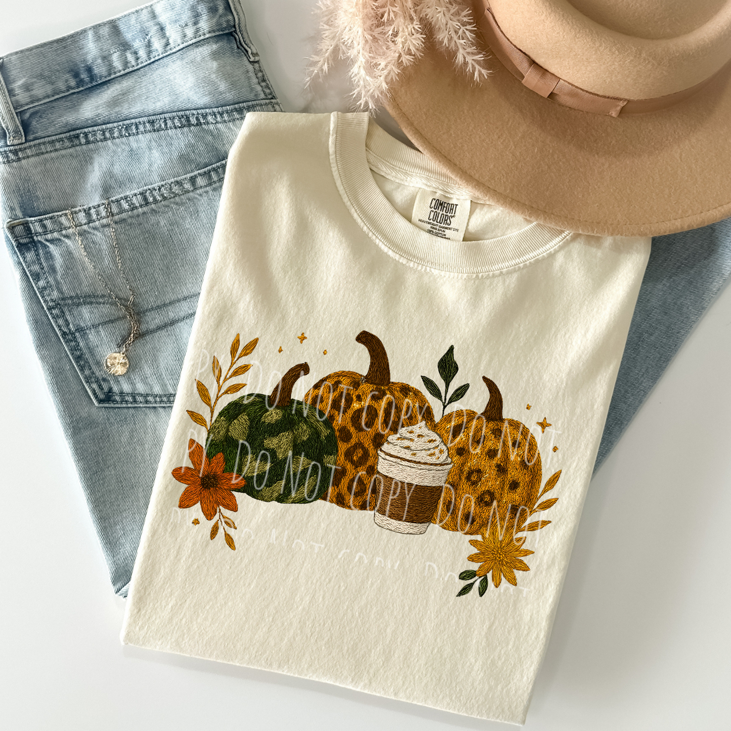 Faux Embroidery Coffee Pumpkins