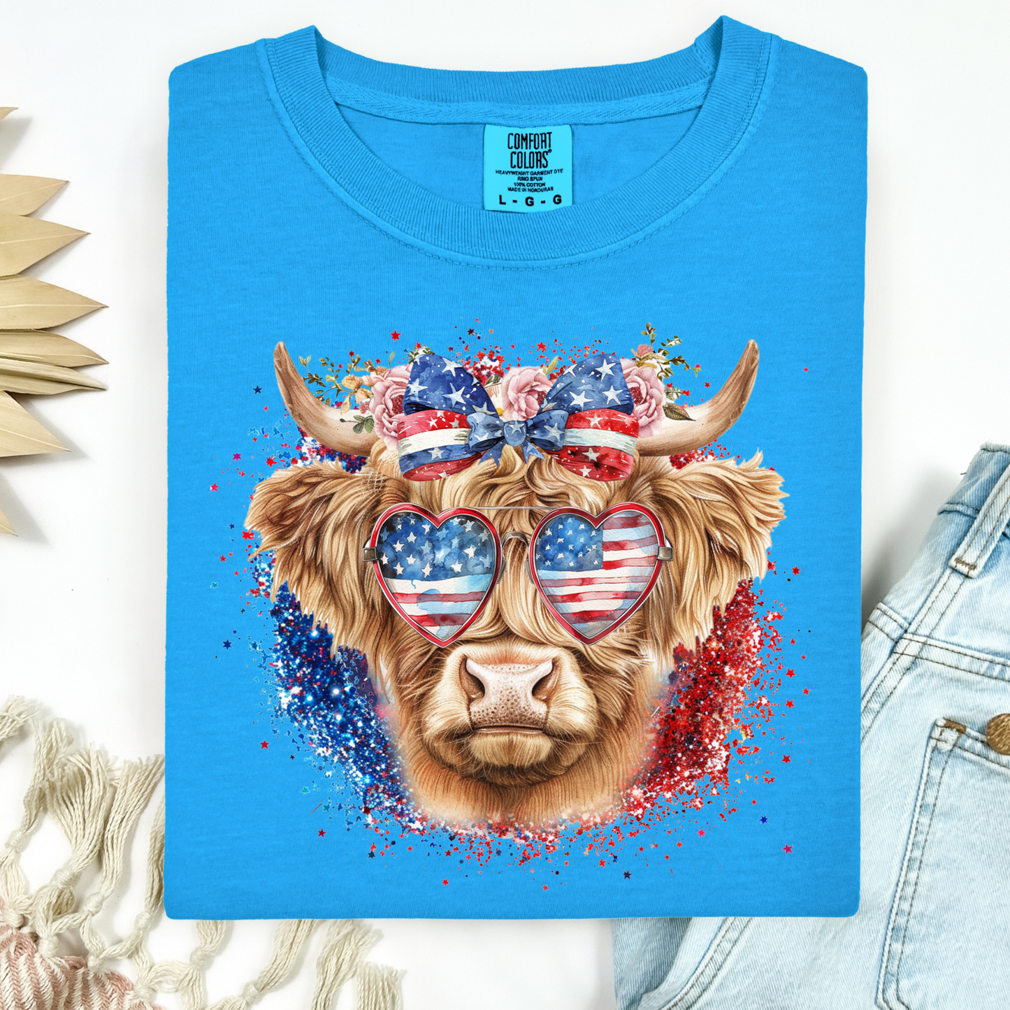 Patriotic Highland Cow