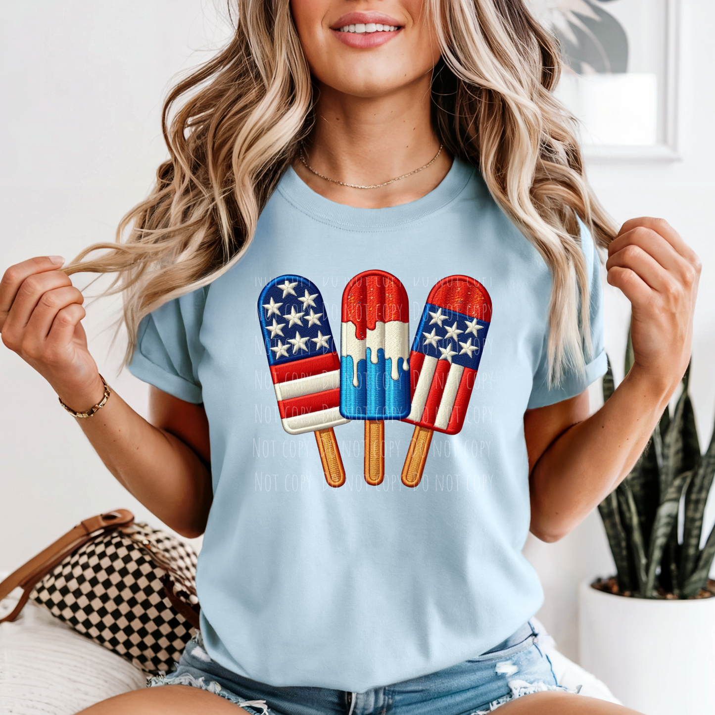 Faux Embroidery Patriotic Popsicles