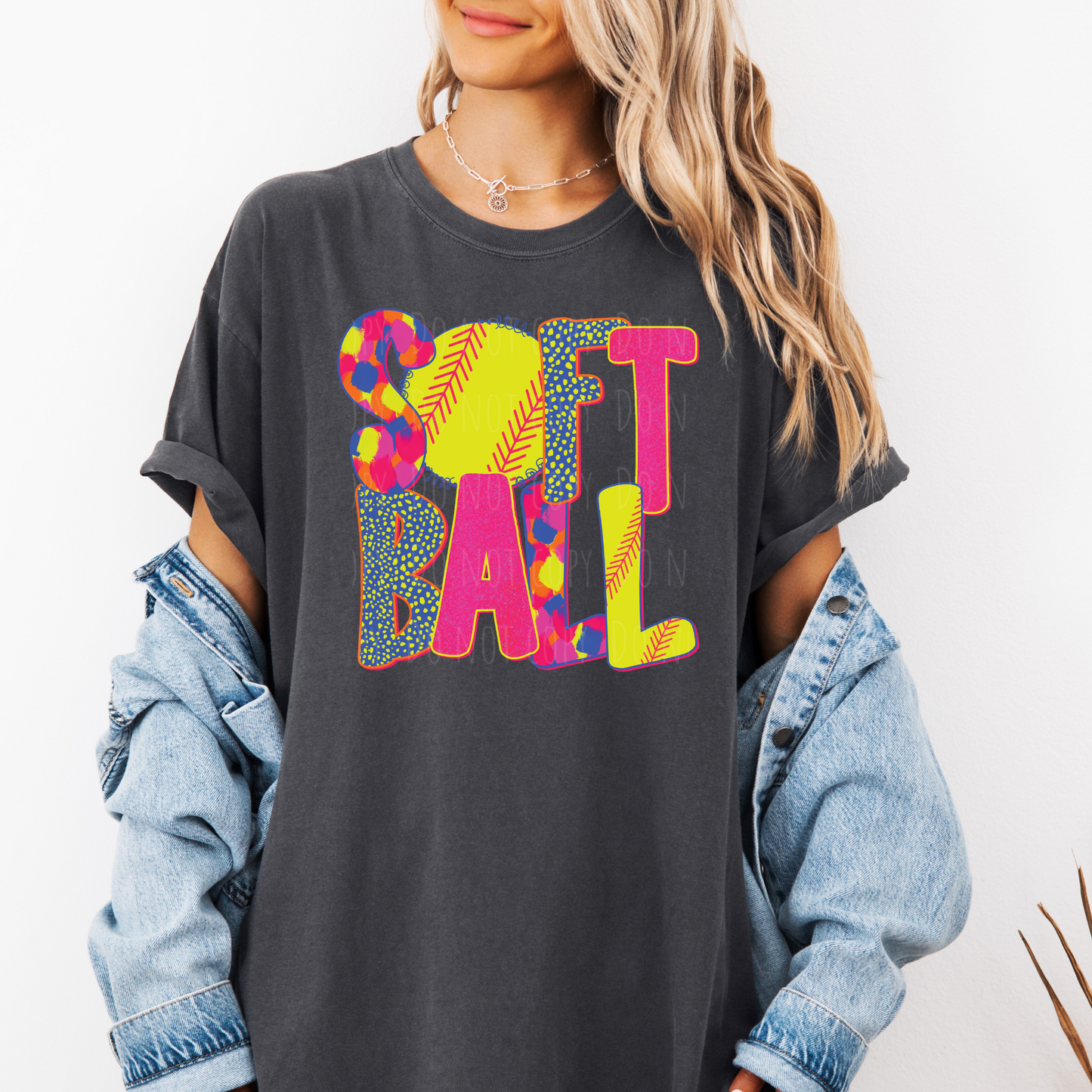 Softball Colorful Brushstroke
