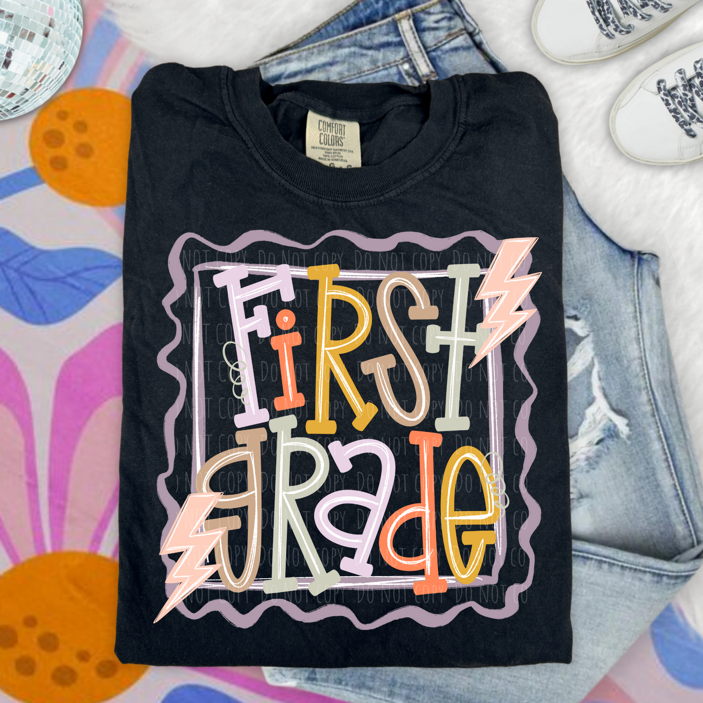 First Grade Lightning Squiggly Frame