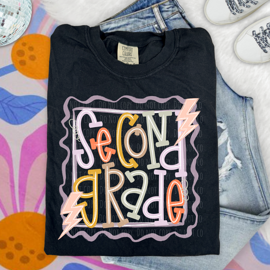 Second Grade Lightning Squiggly Frame