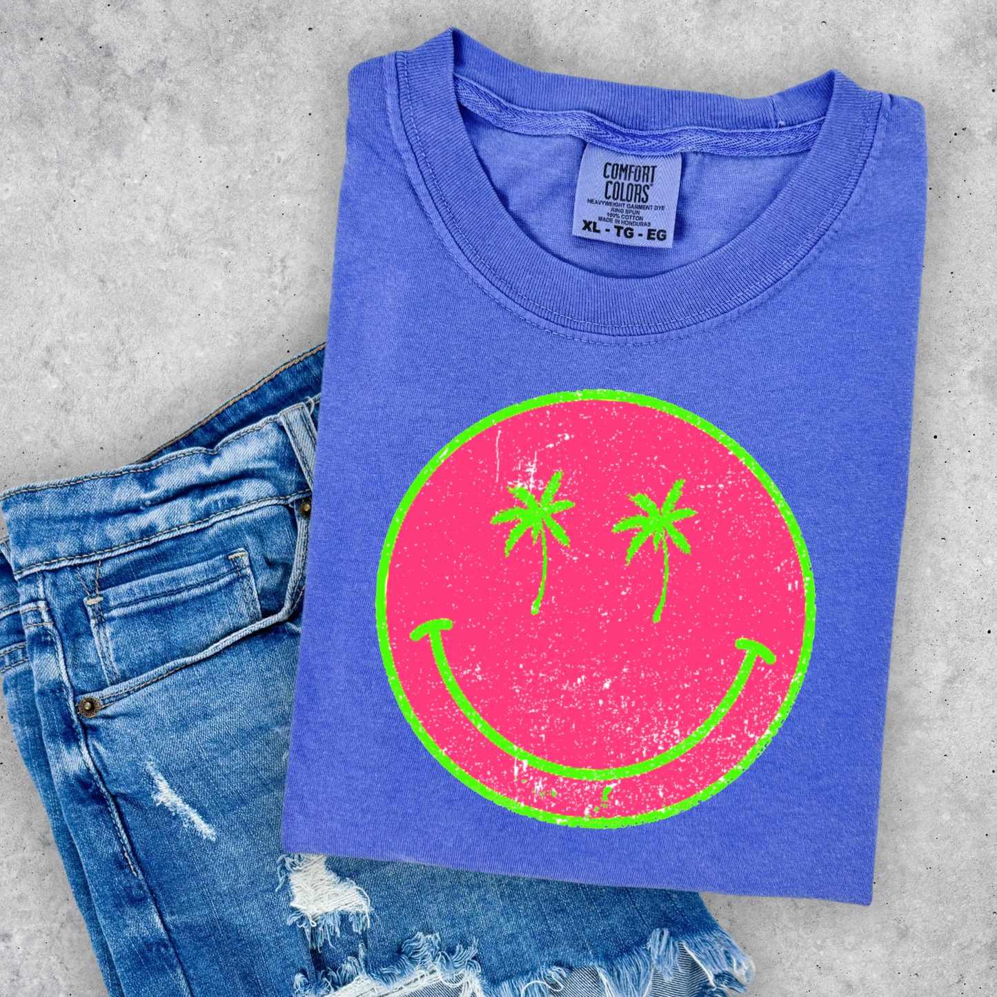 Palm Smiley (pink & green)