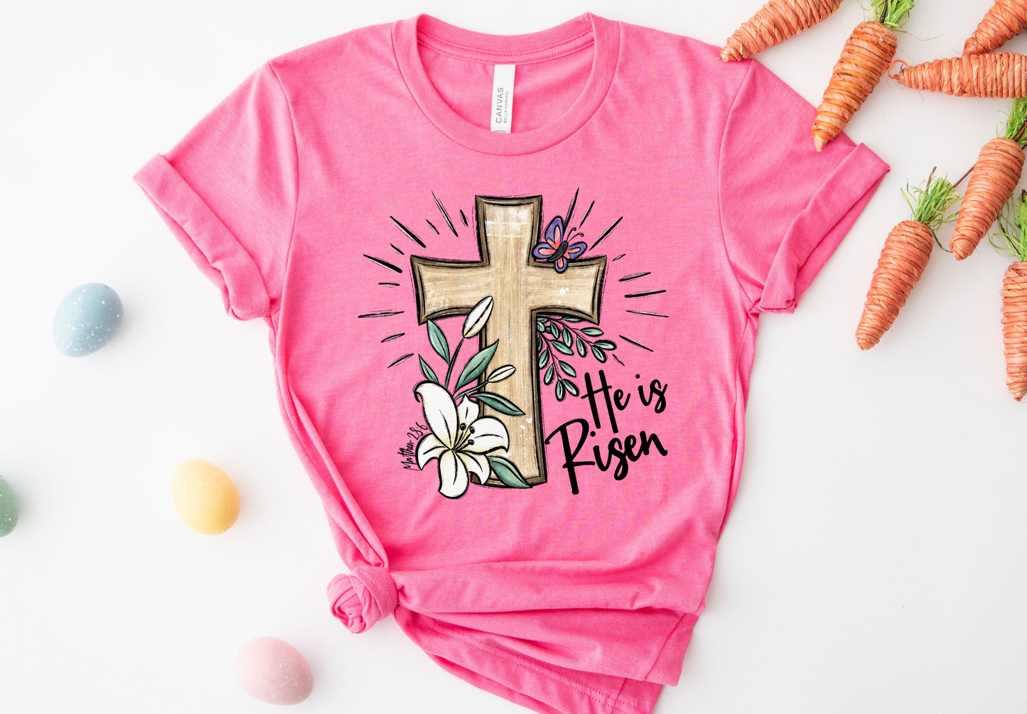 He Is Risen Cross Floral