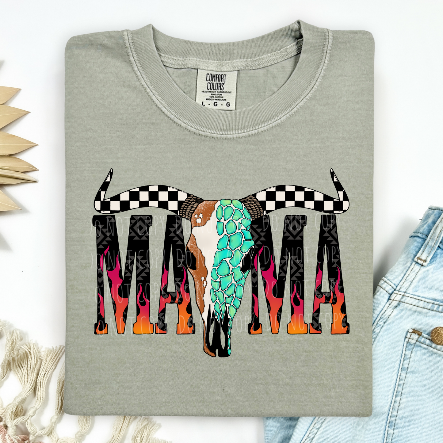 Turquoise Bull Skull Mama