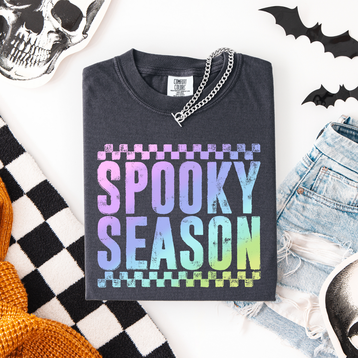 Ombre Spooky Season Checkered