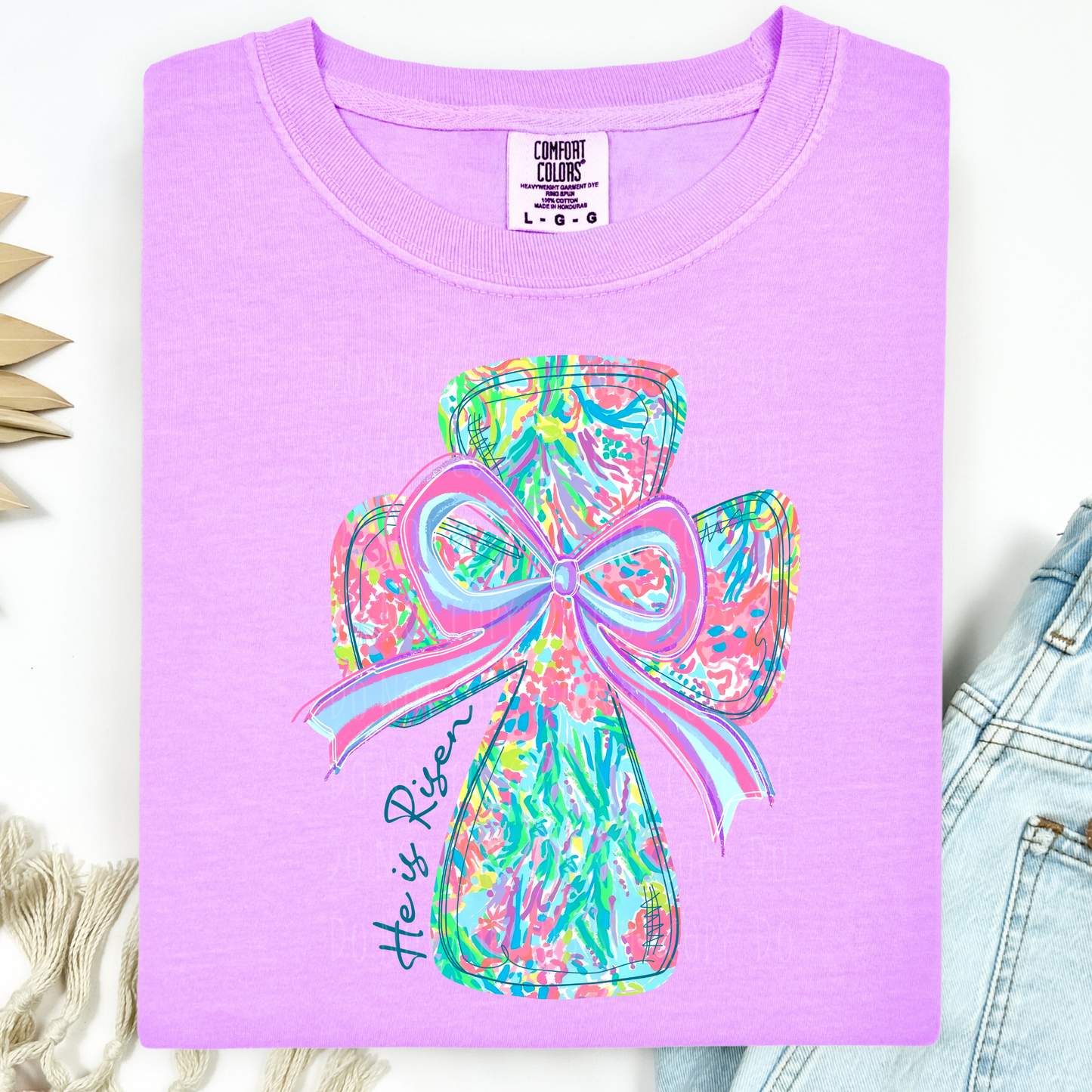 He Is Risen Brushstroke Cross