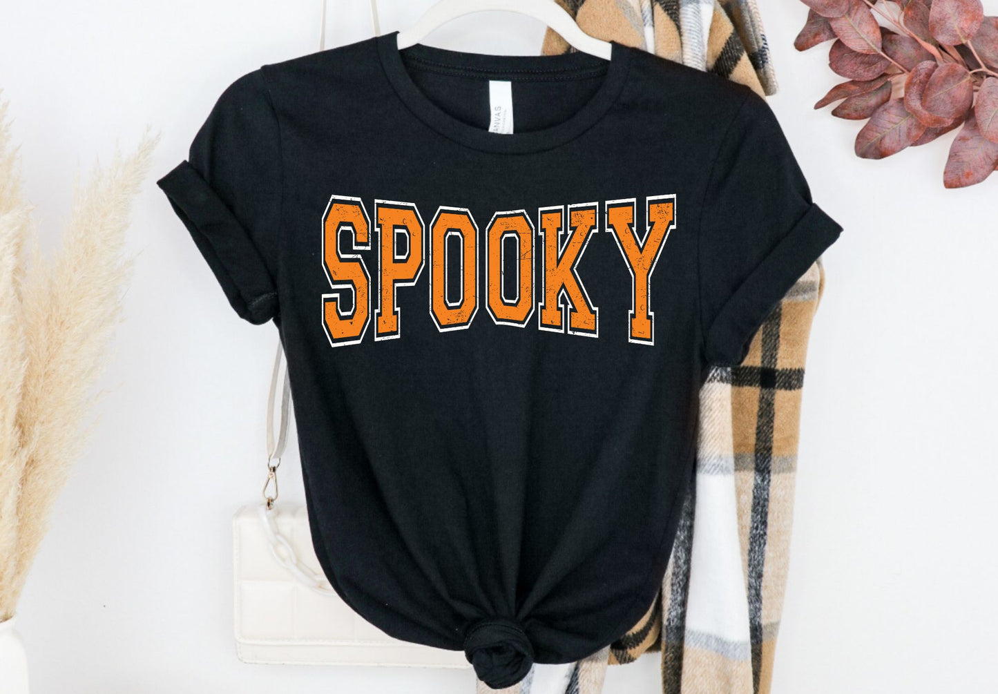 Spooky Varsity white outline