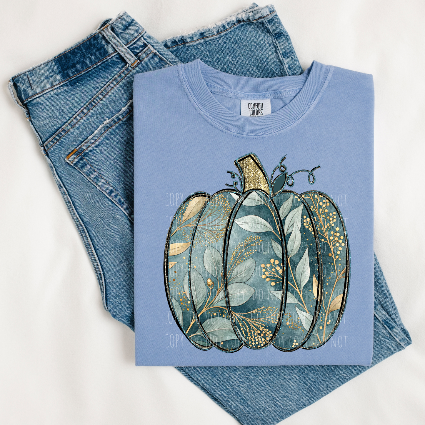 Blue Floral Pumpkin