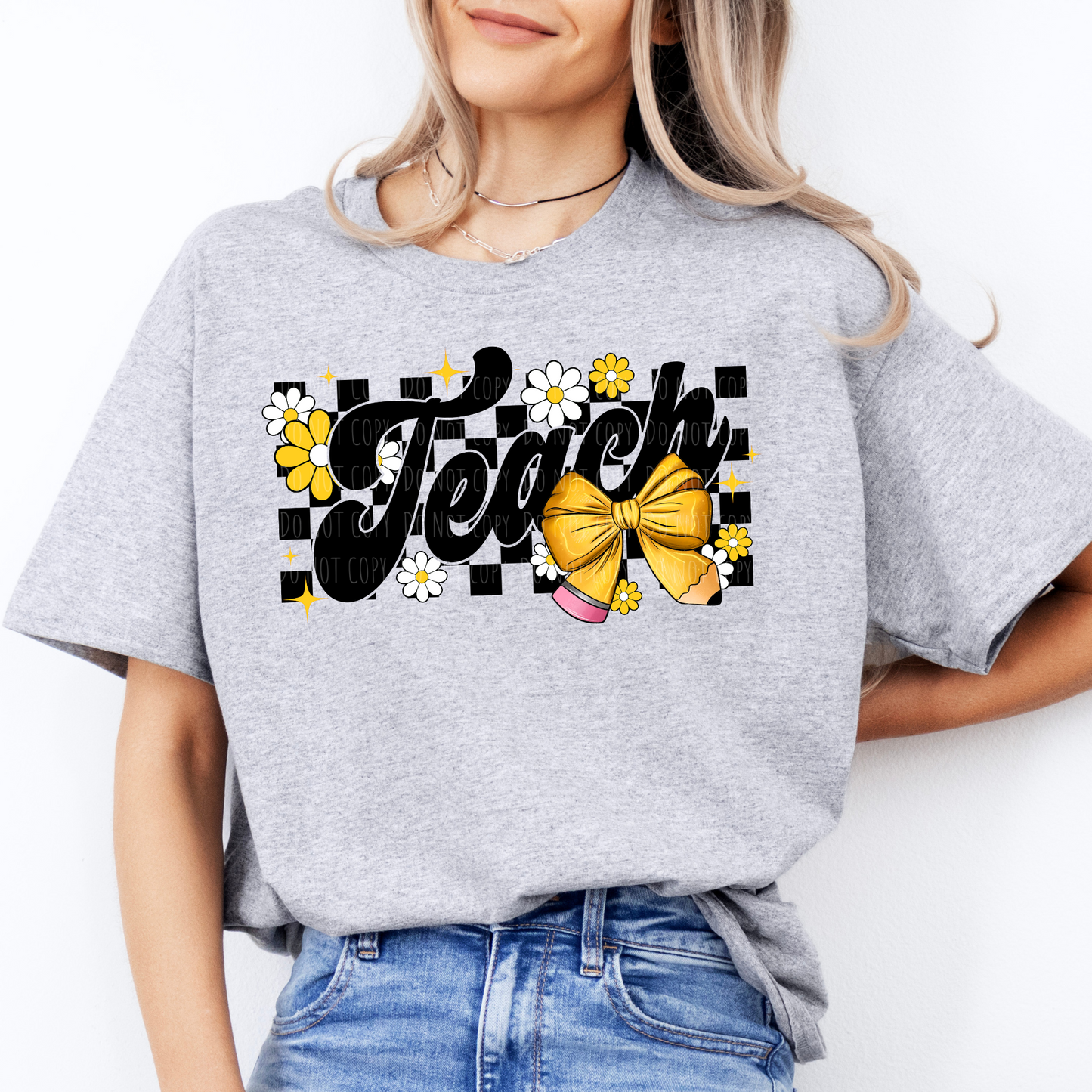 Teacher Checkered Flowers