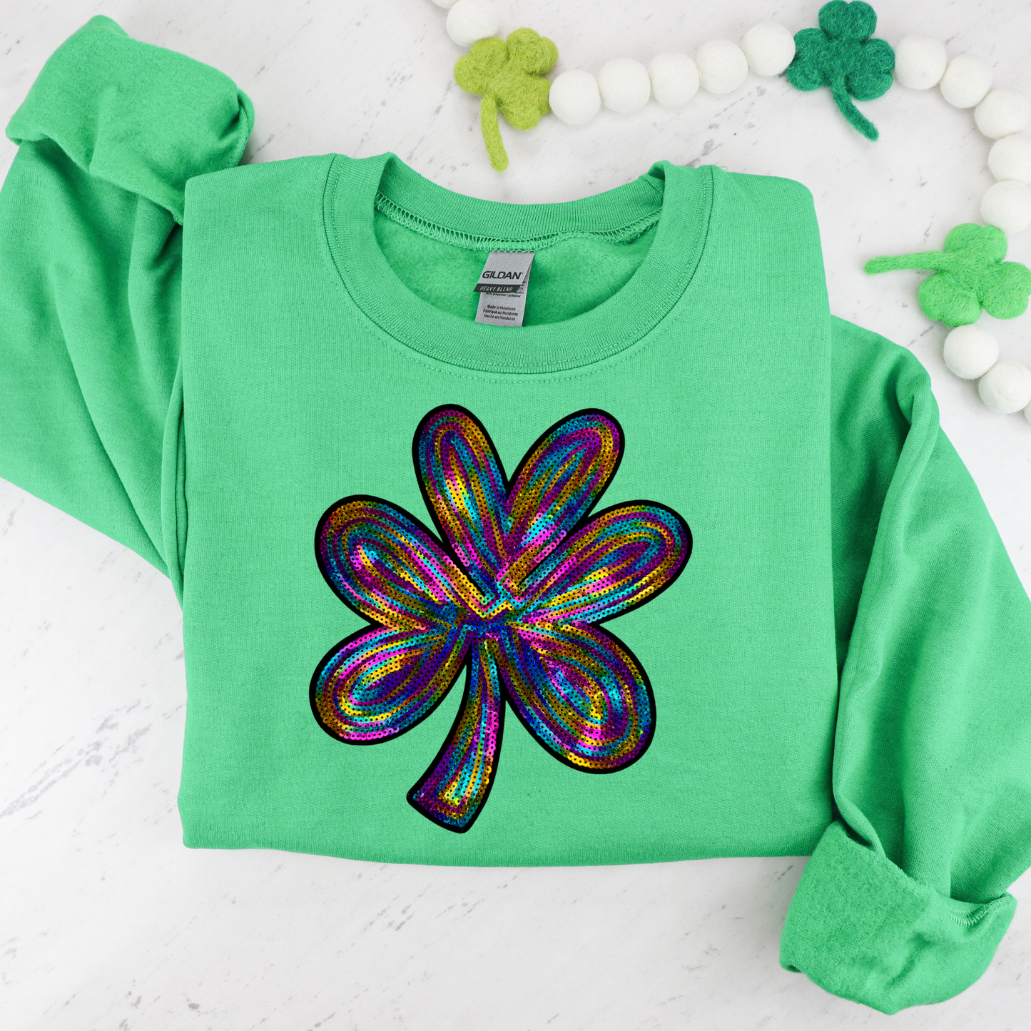 Rainbow Sequin Shamrock Patch