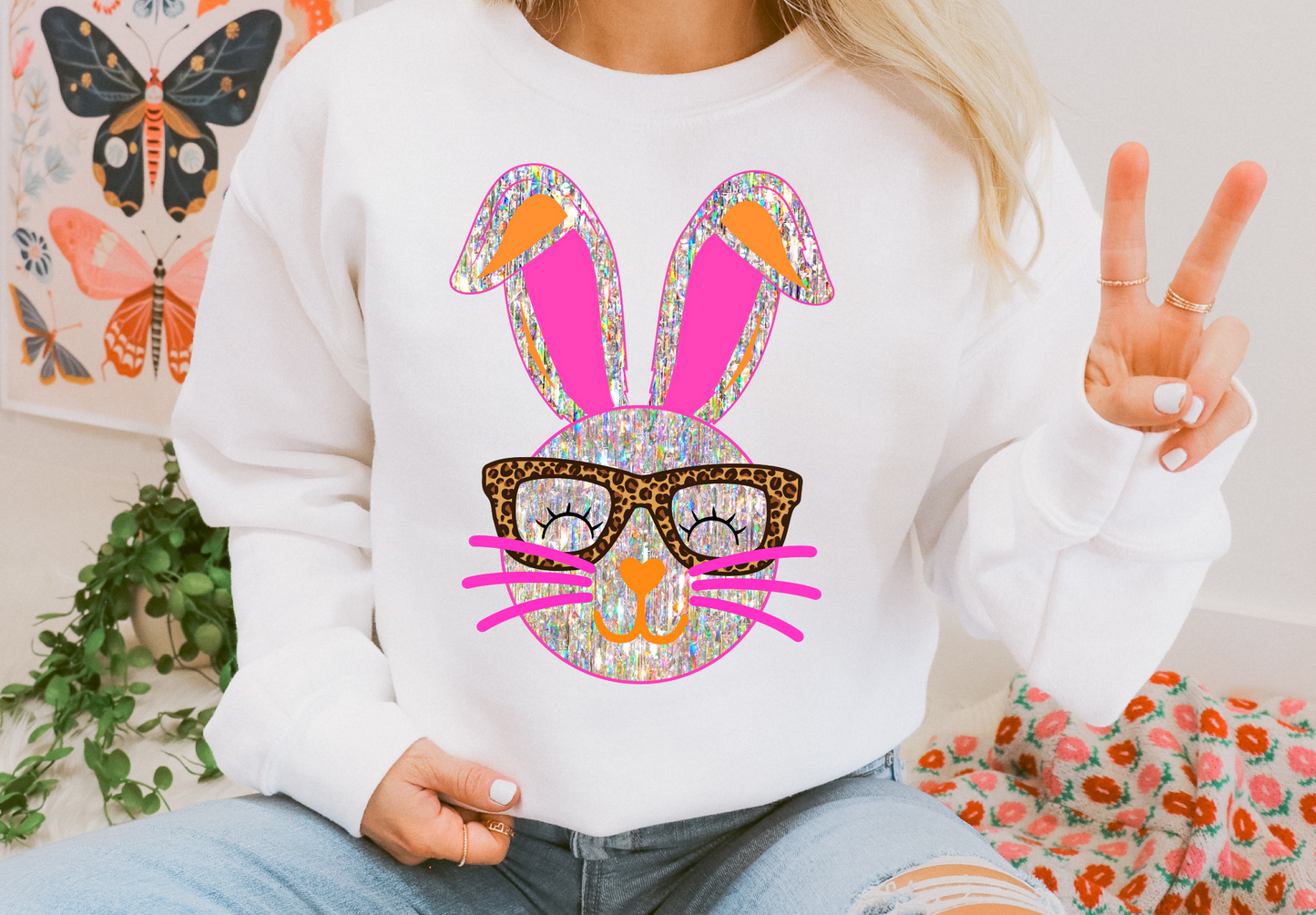 Bunny Glasses Faux Glitter