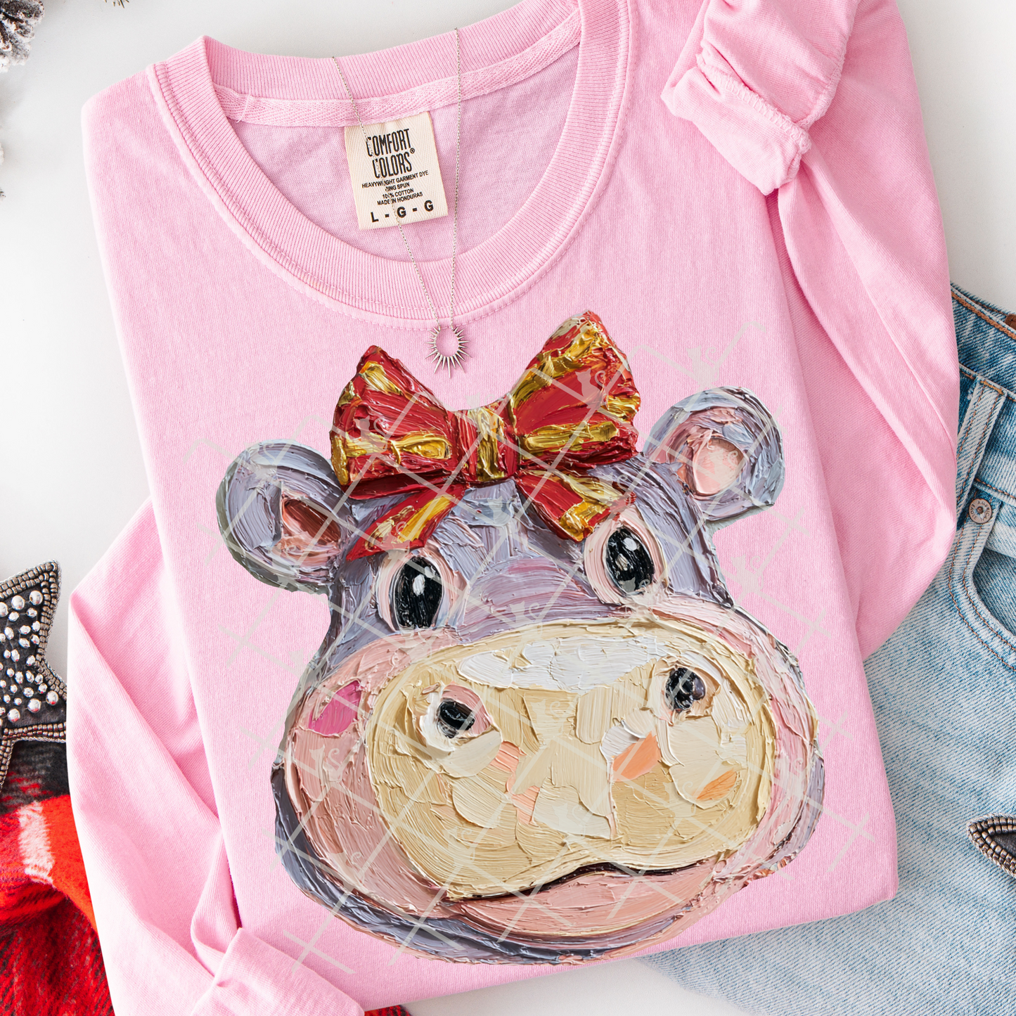 Painted Hippo For Christmas